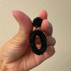 Black Lumi Drop-Hoop Earrings by Chico’s